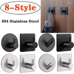 Hooks 2pcs Self Adhesive Bathroom Robe Towel Hanger 304 Stainless Steel Hook For Hangers Shower Holder Accessories