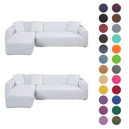 Chair Covers Solid Color Sofa For Living Room Elastic Corner Couch Cover L Shaped Chaise Longue Slipcovers Protector Home Decor