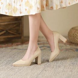 Dress Shoes Solid High Heels Lady Footwear Women Boots Square Platform Pointed Toe Rubber Sole Pumps