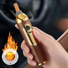 Handheld Mini Ashtrays USB Lighter Anti Soot-flying Portable Car Ashtray Wood for Working Driving Soot Holder Gifts for Men