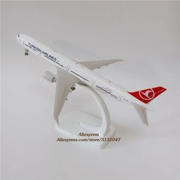 19cm Air Turkish Airlines Boeing 777 B777 Airways Aeroplane Model Alloy Metal Model Plane Diecast Aircraft w Wheels Landing Gears 240328