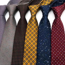 Bow Ties Luxury 8CM Mens Necktie Polka Dot For Man Groom Groomsman Floral Jacquard Woven Ascot Formal Business Party Accessories