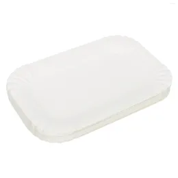 Disposable Dinnerware 100 Pcs Cake Pan Dessert Holder Home Paper Tray Rectangular Plate Rectangle Party Plates Trays Reusable Plastic