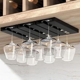 Kitchen Storage Wall Mount Wine Glasses Holder Stemware Classification Hanging Glass Cup Rack Punch-free Cupboard