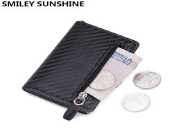 Carbon Fiber Rfid Card Holder Wallets Men Zipper Coin Money Bag Male Thin Mini Slim Magic Wallet Small Money Bag Wolet for man 2208293824