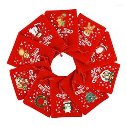 Gift Wrap 5Pcs Christmas Bag Red Drawstring Candy Pouch Xmas Year Party Packaging Decor Velvet Jewellery 9x12cm 2024 Navidad