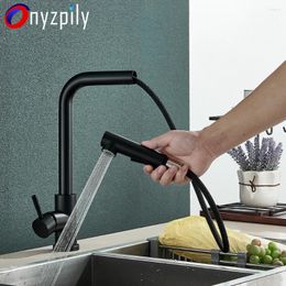 Kitchen Faucets Pull-out Faucet Black SUS404 360 Rotation Dual Sprayer Cold Water Tap Vessel Sink Mixer Single Hole