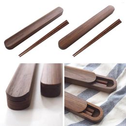 Chopsticks Student Outdoor Portable Dinnerware With Box Wooden
