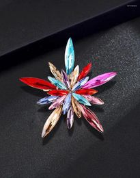 Brooches Rhinestone Star Flower Brooch Pin For Girl Vintage Colourful Crystal Snowflake Firework Dress Accessories Valentine Gift