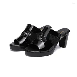 Slippers Female Block Heel Platform Women 2024 High Heels Sandals Summer Fashion Ladies Office Women's Shoes