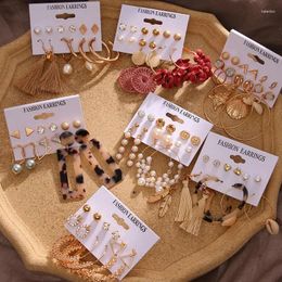 Dangle Earrings Tassel Acrylic For Women Bohemian Set Gold Colour Hoop Earings 2024 Geometric Kolczyki Fashion Jewellery