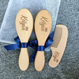 Brushes Personalised Baby Gift Newborn Hair Brush and Comb, Baby Keepsake Wood Bristle Toddler Comb Baby Shower Gift