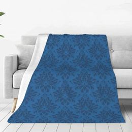 Blankets Blue Brocade Soft Fleece Throw Blanket Warm And Cozy For All Seasons Comfy Microfiber Couch Sofa Bed 40"x30"