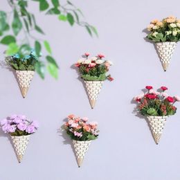 Vases 1Pcs Beautiful And Practical Flower Plant Pot Home Garden Wall Fence Hanging Planter Basket Cone Style NOT Include The