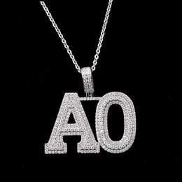 2022 Hip Hop Initial Letter A O Personalised 925 Sterling Silver Custom Pendant Necklaces For Men