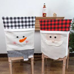 Chair Covers Christmas Santa Snowman Printed Stretch Dining Chairs Slipcover Kitchen Seat Cover Home Decoration Hogar Sillas
