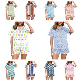 Womens Cute Roller Rabbit Pajamas Y2k Monkey Prefabricated Printing 2-piece Pajama Set Short Sleeve Shirt Pj Shorts Set Casual Wear w18