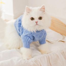 Dog Apparel Blue Sweater Clothes For Small Pet Winter Cat Warm Home Clothing