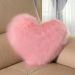 Pillow Faux Fur Heart Pillowcase Soft Heart-shaped Plush Pillowcases Fluffy Decorative Throw Pillows For Women