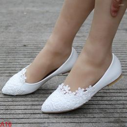 Casual Shoes 2024 Summer Ballet Flats White Lace Bride Wedding Flat Low Heel Without Heels Women Dress Pumps Sweet 43 Loafers