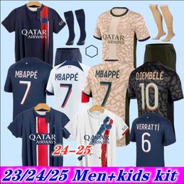 24 25 HAKIMI Soccer Jerseys SERGIO RAMOS VERRATTI DANILO SANCHES MBAPPE 7 Maillots Shirt Men Kids Kit Sets Uniform Enfants PSgs Football Jerseys