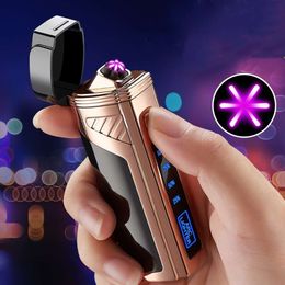 Metal Pulse 6 Arc Touch Induction USB Rechargeable Lighter Outdoor Windproof Large Fire Portable Power Display Exquisite Gifts