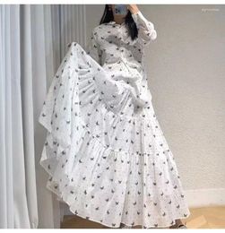 Skirts 2024 Spring Woman Clothing Dot Butterfly Print White Pure Cotton Ball Gown Long Skirt
