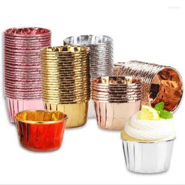 Baking Moulds 50Pcs Cupcake Paper Cup Oilproof Liner Tray Case Wedding Party Caissettes Golden Muffin Wrapper
