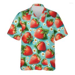 Men's Casual Shirts 3d Print Strawberry Watermelon Hawaiian Tropical Fruits Graphic Summer Beach Aloha Shirt Button Short Sleeve Blouse