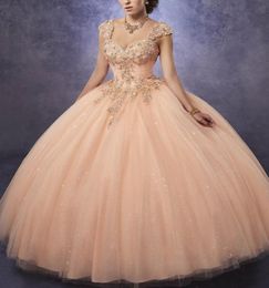 2019 Sparkling Tulle Quinceanera Dresses Ball Gown Sweetheart Neck Line Ruched Bodice With Lace and Beads Detachable Straps Girls 8292123