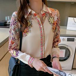 Women's Blouses 2024 Spring Long Sleeve Shirts Casual Tops Fashion Women Floral Print Blouse Ladies Clothes Female Elegant