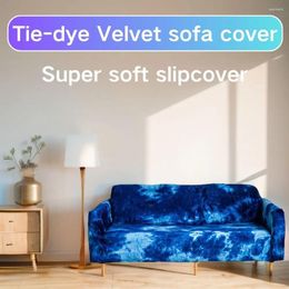 Chair Covers Elastic Tie Dye Velvet Sofa Cover For Living Room Corner Slipcover L-shape Protector 1/2/3/4 Seat Couch