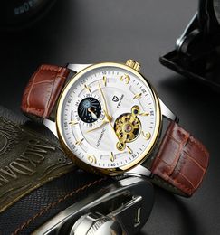 TEVISE Mens Watches Fashion Automatic Mechanical Watch Men Leather Strap Moon phase Tourbillon Sport Clock Relogio Masculino3223124