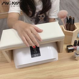 Kits Angnya Pu Leather Manicure Hand Pillow Waterproof Nail Arm Rest Real Wooden Table Manicure Table Mat Arm Wrist Hand Rest Salon