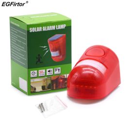 Siren Security Alarm Solar Power Siren With Strobe IP65 Waterproof 110dB Loud Siren Builtin PIR Motion Sensor For Home Yard Outdoor