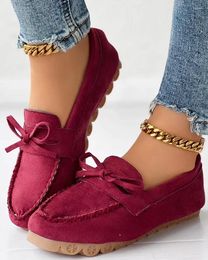 Casual Shoes Loafers Women Bowknot Design Slip-On Moccasin Flats Round Toe Soft Sole Commuting Oxfords 42