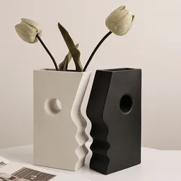 Vases Modern Ceramic Face Vase Abstract Human Head Flower Arrangement Crafts Living Room Bookcase Office Home Decoration