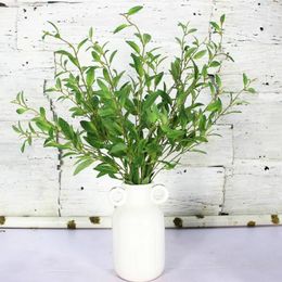 Decorative Flowers 7pcs/lot Simulation Olive Branch Artificial Plant Leaves Green For Home Wedding Decoration 98cm Long