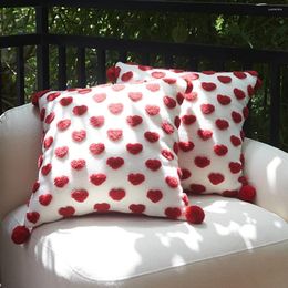 Pillow Red Three-Dimensional Love Heart Cover Embroidery Pattern 45x45cm Decorative Pillowcase For Sofa Housse De Coussin