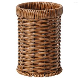 Storage Bottles Cutlery Drying Rack Utensil Organiser Holder Clothes Kitchen Supply Woven Basket Plastic Spoon Vintage Imitation Rattan