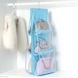 Storage Bags 8Pcs Hanging Handbag Organiser For Wardrobe Closet Transparent Bag Door Wall Clear Sundry Shoe With Hanger Pouch