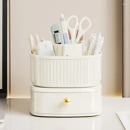 Storage Boxes Dust-proof Cosmetic 360 Degree Rotating Makeup Organizer With Drawer For Dressing Table Bathroom Office Multi-functional