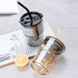 Wine Glasses 11/13 Oz Travel Coffee Mugs Iced Cups With Lids Straws Takeout Tea Cup Reusable Glass Outdoor Tableware