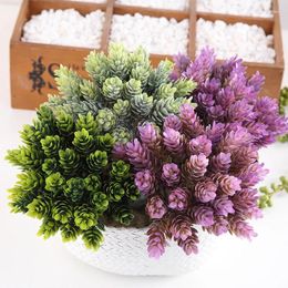 Decorative Flowers 6/12Pcs Fake Plastic Pine Cone Simulation Pineapple Grass Artificial Plants For DIY Home Vases Wedding Christmas Tree