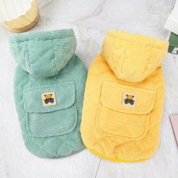 Dog Apparel Winter Cotton Coat Thickened Warm Pet Puppy Cardigan Yorkshire Leashable Clothing Cute Bear Hoodie