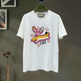 designer's men's and women's sleeved sportswear set Shirt Korean Summer Rabbit Embroidery Letter Sleeve Top Label