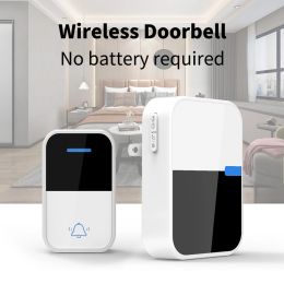 Doorbells Wireless Doorbell No Battery Required Waterproof SelfPowered Door Bell Sets 38 Songs Ring Smart Door Bell Chime EU UK US Plug