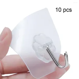 Hooks 10Pcs Wall Sucker Hook Strong Home Kitchen Transparent Suction Cup Hanger For Bathroom Tool