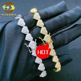 Luxury Moissanite Chain Bracelet 8mm 16 18 20 22 24 Silver Diamond Chain Heart Necklace VVS Moissanite Frozen Cuban Chain