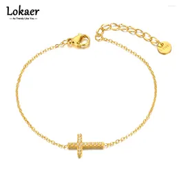 Charm Bracelets Religious Cross For Women Men Classic Stainless Steel Cubic Zirconia Luxury Jewellery Pulseras Mujer B23005